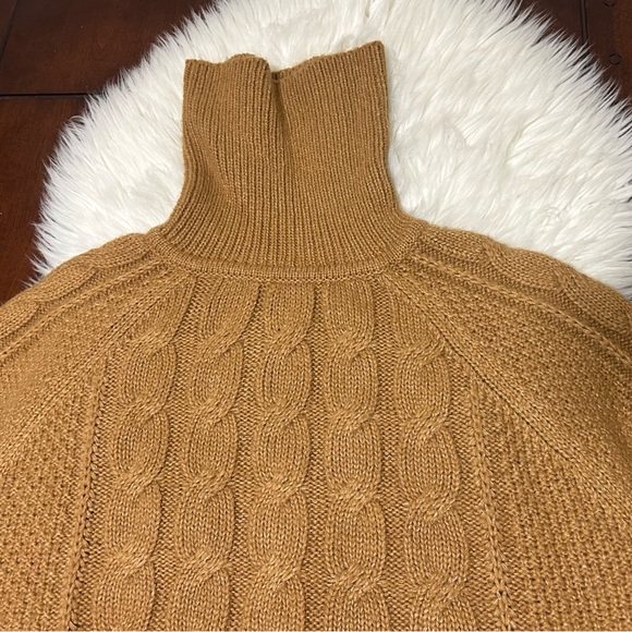 GAP Size L Cable Knit Turtleneck Sweater Relaxed Holiday Brown Wool Cotton - Picture 5 of 14